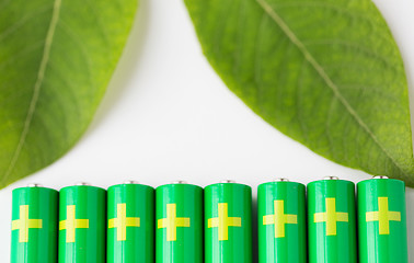 Image showing close up of green alkaline batteries