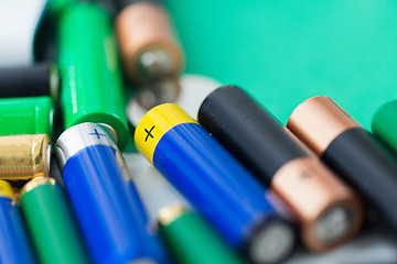 Image showing close up of green alkaline batteries