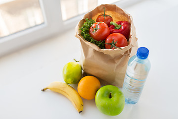 Image showing basket of vegetable food and water at kitchen