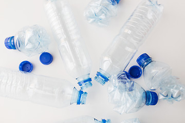 Image showing close up of empty used plastic bottles on table