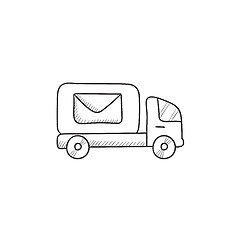 Image showing Mail van sketch icon.