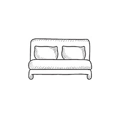 Image showing Double bed sketch icon.