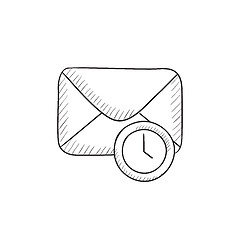Image showing Envelope mail with clock sketch icon.