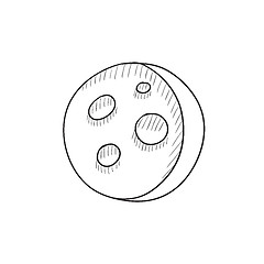 Image showing Moon surface with cheese holes sketch icon.