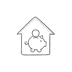 Image showing House savings sketch icon.