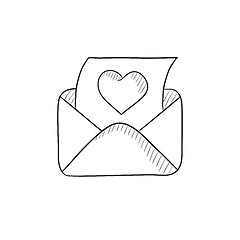 Image showing Envelope mail with heart sketch icon.