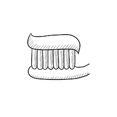 Image showing Toothbrush with toothpaste sketch icon.