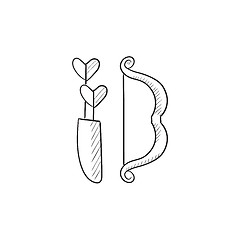 Image showing Bow and arrows sketch icon.