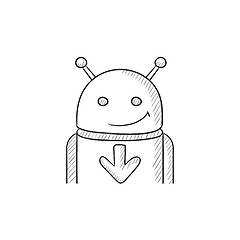 Image showing Android with arrow down sketch icon.