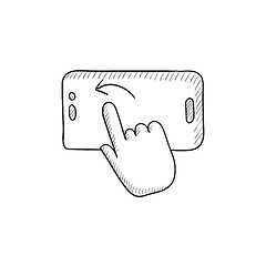 Image showing Finger touching smartphone sketch icon.
