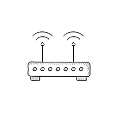 Image showing Wireless router sketch icon.