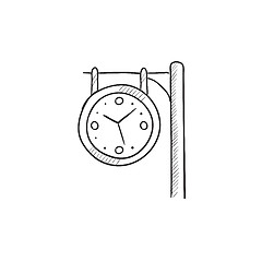 Image showing Train station clock sketch icon.