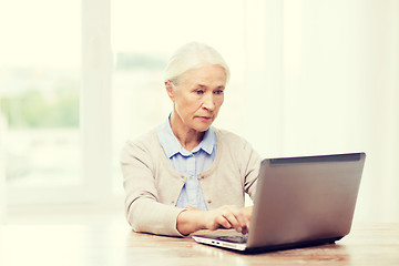 Image showing senior woman with laptop at home