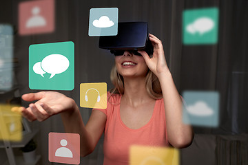 Image showing woman in virtual reality headset or 3d glasses