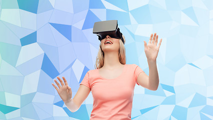 Image showing woman in virtual reality headset or 3d glasses