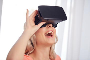 Image showing woman in virtual reality headset or 3d glasses