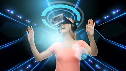 Image showing woman in virtual reality headset or 3d glasses