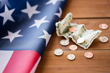 Image showing close up of american flag and money