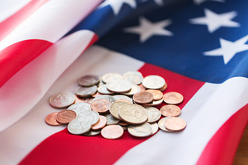 Image showing close up of american flag and money