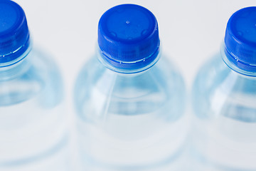 Image showing close up of plastic bottles with drinking water