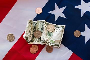 Image showing close up of american flag and money