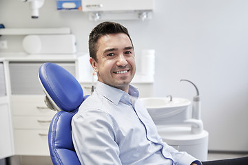 Image showing happy male patient sitting on dental chair
