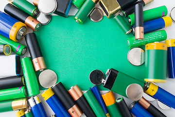 Image showing close up of green alkaline batteries