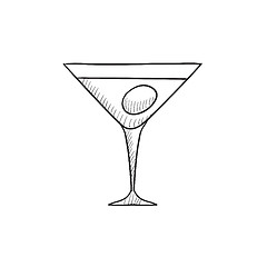 Image showing Cocktail glass sketch icon.