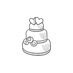 Image showing Wedding cake sketch icon.