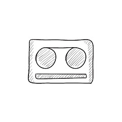 Image showing Cassette tape sketch icon.