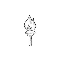 Image showing Burning olympic torch sketch icon.