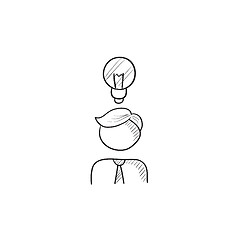 Image showing Businessman with idea sketch icon.