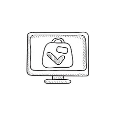 Image showing Suitcase at x-ray airport scanner sketch icon.