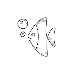 Image showing Fish under water sketch icon.