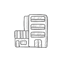 Image showing Hotel building sketch icon.