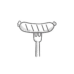 Image showing Sausage on fork sketch icon.