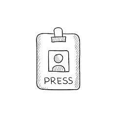 Image showing Press pass ID card sketch icon.
