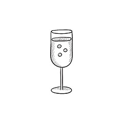 Image showing Glass of champagne sketch icon.