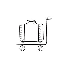 Image showing Luggage on trolley sketch icon.