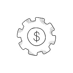 Image showing Gear with dollar sign sketch icon.