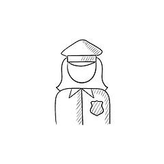 Image showing Policewoman sketch icon.