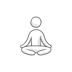 Image showing Man meditating in lotus pose sketch icon.