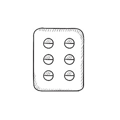 Image showing Plate of pills sketch icon.