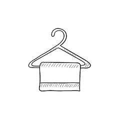 Image showing Towel on hanger sketch icon.