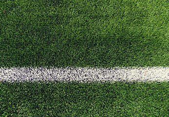 Image showing close up of football field with line and grass