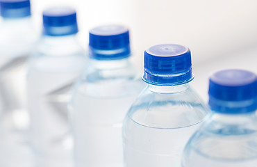 Image showing close up of plastic bottles with drinking water