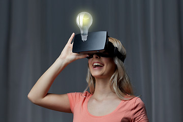 Image showing woman in virtual reality headset or 3d glasses