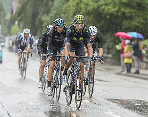 Image showing Group of Cyclists Riding in the Rain - Tour de France 2014