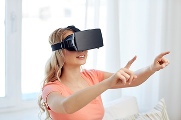 Image showing woman in virtual reality headset or 3d glasses