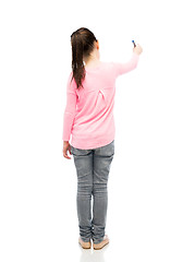 Image showing little girl drawing or writing with marker